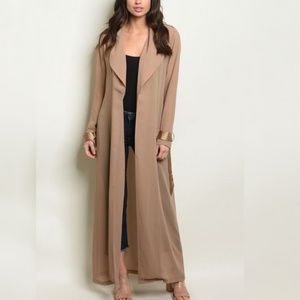 Sheer Satin Trim Longsleeve Kimono